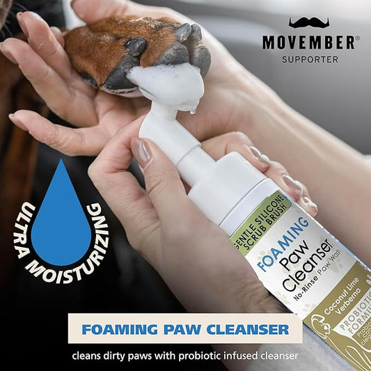 Wahl USA Gentle Foaming Dog Paw Cleaner, No-Rinse Probiotic Formula with Soft Silicone Paw Scrubber Brush, Coconut Lime Verbena Scent, 8 fl oz – Model 3028477