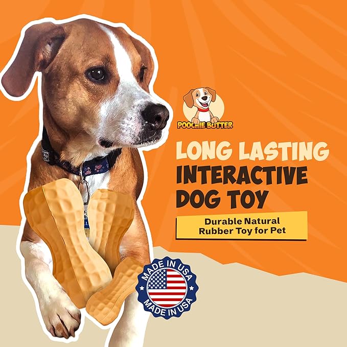 Peanut Butter Durable Chew Treat Toy for Dogs - Dog Chew Toys for Aggressive Chewers - Solid Natural Rubber Toy for Pet - Premium Treat Dispenser for Teething & Training - Small