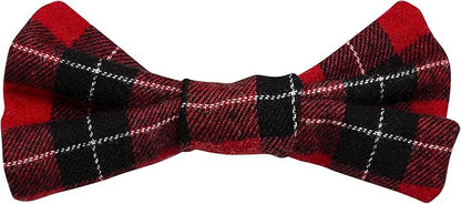 Pearhead Holiday Dog Bowtie – Red Plaid Christmas Pet Bow, Slide On Collar Accessory, Seasonal Dog Apparel, Perfect Stocking Stuffer, XS/S Small Breed
