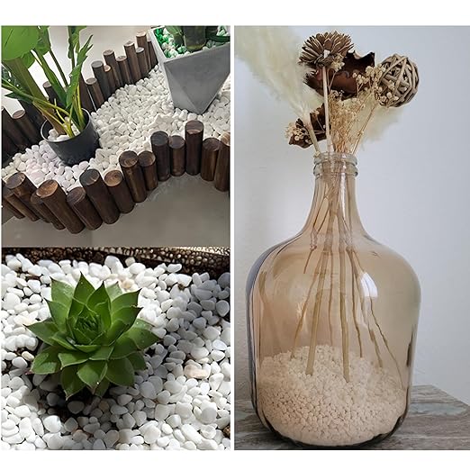 1LB Natural Gravel Pebbles, Cactus and Succulent Plants Pebbles, Small Decorative Polished Stones, White River Rocks for Potted Plants, Vases, Aquariums, Terrarium and Outdoor Gardening