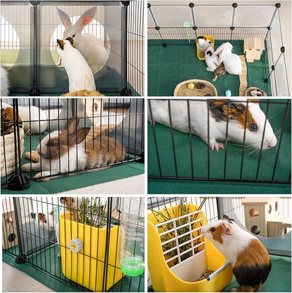 DINMO Small Animal Playpen with Oxford Mat, 24 inches Height, Pet Exercise Fence, Home Protector, Iron Mesh and Plastic Combination, Visualization, DIY, Games Hole Series, 60.2 x 24.8 x 24.8inch