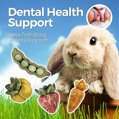 TEEWY 4PCS Guinea Pig Toys, Hamster Chew Toys, Natural Plant-Based Guinea Pig, Hamster, Rat & Chinchilla Toys for Teeth Grinding and Play