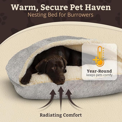 Snoozer Pet Products Luxury Rectangle Cozy Cave Dog Bed with Microsuede, Showdog Collection, Medium, Palmer Dove
