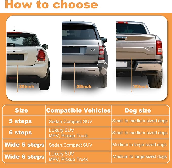 Extra Wide Dog Ramp for Car Truck and SUV Dog Stairs for Large Dogs Folding Pet Stairs with Non-Slip Rug Surface Supports Up to 280 lbs (Wide 5 Steps)