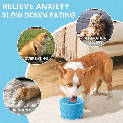 Dog Slow Feeder Lick Bowl, Anxiety Relief Dog Licking Mat Treat Dispenser, Non-Slip Anti-Choking Slow Eating Lick Bowl for Small Medium and Large Breed Dogs, BPA Free Silicone (M-L)