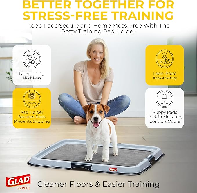 Glad for Pets Extra Large Charcoal Dog Training Pads - Absorbent Disposable Pee Pads for Dogs, Cats & Puppies - Jumbo-Size Potty Pads that Neutralize Urine Instantly - 30 Count Pet Supplies