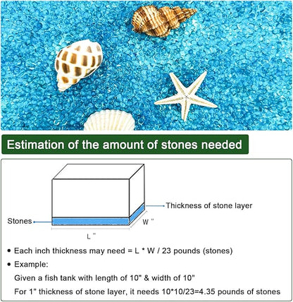 BXI 4.4 Lbs Small Aquarium Substrate Gravel Sand, Polished Smooth Fish Tank Gravel, Colorfast Uncoated Vibrant Blue Sea Glass, Decorative Stones for Vase Fillers, Fairy Garden, Potted Plants
