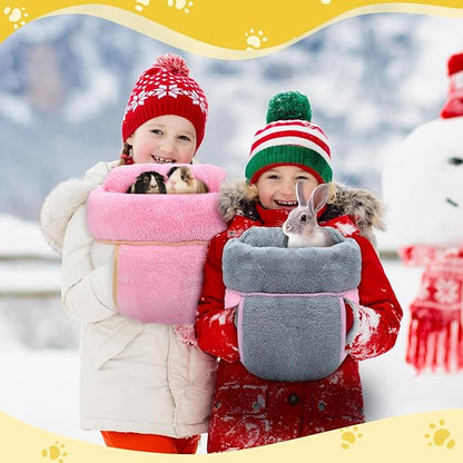 Wenqik 2 Pcs Guinea Pig Hideouts Washable Bunny Bedding Cuddle Warm Small Pet Sack Supplies Portable Pet Carrier Cage Nest Guinea Pig Accessories for Cage(Gray, Pink,Plain)