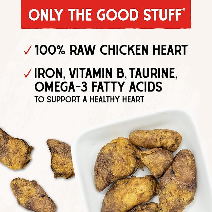 Stella & Chewy's Freeze-Dried Raw Chicken Heart Dog Treats - Single Ingredient, No Additives - Premium Training Treats - Perfect For Picky Eaters - 3oz Bag