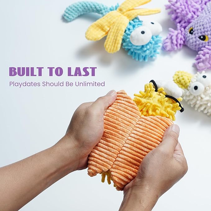 Nocciola Small Medium Large Dog Toys, Cute Soft Squeaky Crinkle Plush Stuffed Durable Pet Teething Animal Chew Toys for Small to Large Breed, Cognitive Stimuting Boredom Puppy Busy Birthdays Gifts