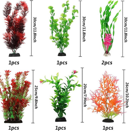 PietyPet Fish Tank Accessories Aquarium Decorations Plants, 20pcs Fish Tank Decorations Plant, Fish Tank Decor, Aquarium Decor Plastic Plants, Small to Large