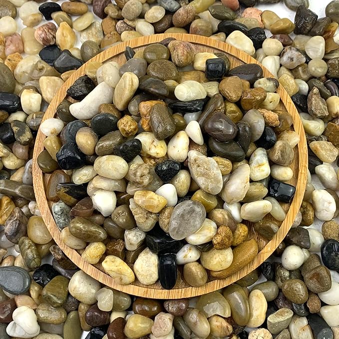2 lbs Aquarium Gravel, 2/5 inch Pea Gravel for Fish Tank, Decorative Pebbles River Rocks for Plants Succulent Vase Indoor Water Fountains and Outdoor Landscaping