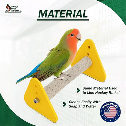 Sweet Feet and Beak Medium Portable Perch and Weaning Stand for Birds. Keep Nails and Beaks in Top Condition - Safe, Non-Toxic, Easy to Install Cage Accessories
