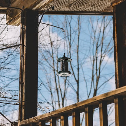 Metal Bird Feeder for Outside Hanging,Wild Bird Feeders for Cardinal, Large Roof and Tray - 6 Port