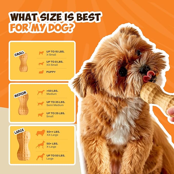 Peanut Butter Durable Chew Treat Toy for Dogs - Dog Chew Toys for Aggressive Chewers - Solid Natural Rubber Toy for Pet - Premium Treat Dispenser for Teething & Training - Small