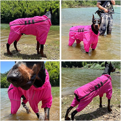 Dogs Waterproof Jacket, Lightweight Waterproof Jacket Reflective Safety Dog Raincoat Windproof Snow-Proof Dog Vest for Small Medium Large Dogs Rosered XXXL