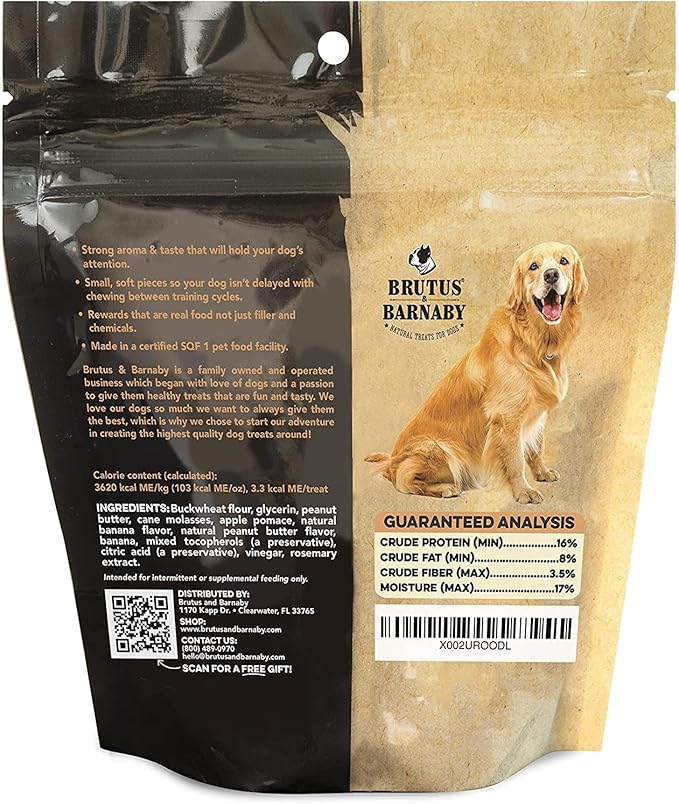 Training Treats for Dogs - Peanut Butter & Banana - All-Natural Healthy Low Calorie Vegan Treat - Great to Use for Rewards in Training Your Puppy Or Dog