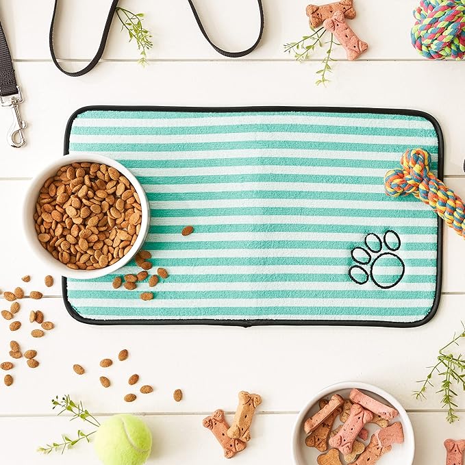Bone Dry Machine Washable, Ultra Absorbent Pet Mat, 10x18, Green Stripe
