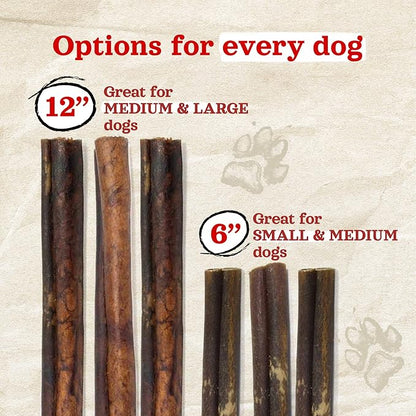 Natural Farm Peanut Butter Flavor Collagen Sticks for Dogs (12 Inch, 12 Count), Long-Lasting Beef Collagen Sticks, Rawhide Alternative Chews with Chondroitin & Glucosamine, Low-Fat Dental Treats