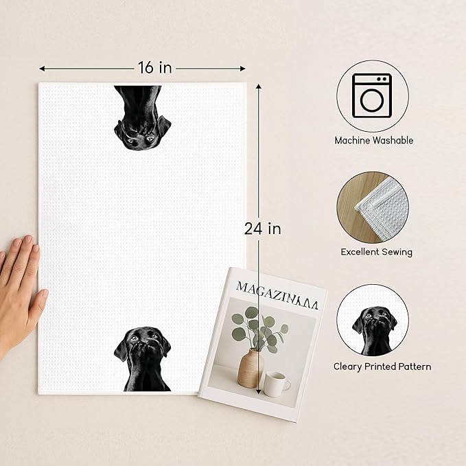 Funny Black Labrador Retriever Bathroom Hand Towels, Black Lab Gifts Decorative Hand Towels for Bath Room Washroom Restroom, Dog Bathroom Decor, 16x24 Inch Set of 2