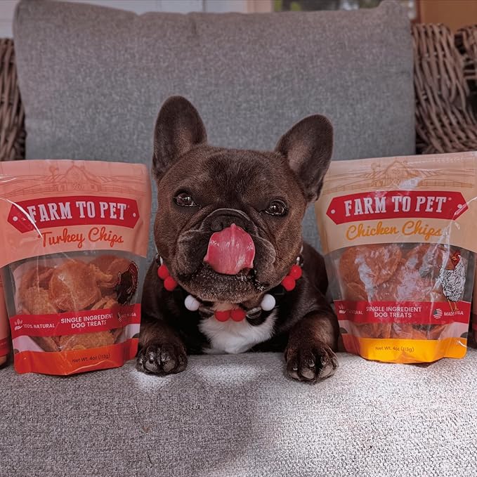 Farm To Pet - Dog Training Treats Chicken & Turkey Chip Protein Pack, 100% All Natural, Single Ingredient Training Treats, Made in USA, for Small, Medium, and Large Dogs