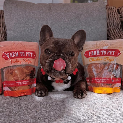 Farm To Pet - Dog Training Treats Chicken & Turkey Chip Protein Pack, 100% All Natural, Single Ingredient Training Treats, Made in USA, for Small, Medium, and Large Dogs