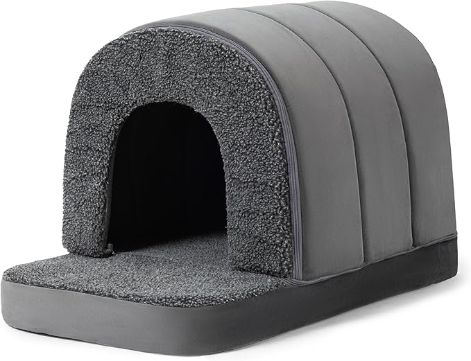 Indoor Dog House - Orthopedic Dog Tent Bed w/Egg-Crate Foam - Pet Bed with Cover Cave - Waterproof Lining - Nonskid Bottom, Ideal for Large Breeds & Fits 36-Inch Crate - 35"x22"