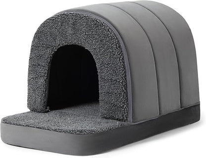 Indoor Dog House - Orthopedic Dog Tent Bed w/Egg-Crate Foam - Pet Bed with Cover Cave - Waterproof Lining - Nonskid Bottom, Ideal for Large Breeds & Fits 36-Inch Crate - 35"x22"