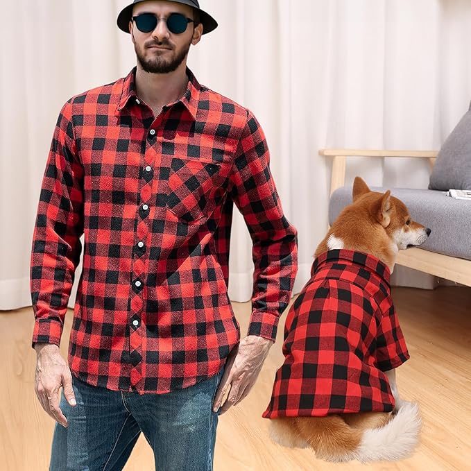 Dog Shirts Plaid Dog Clothes for Small Medium Large Dogs - Owner and Pet Shirts Sold Separately