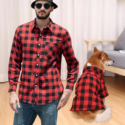 Dog Shirts Plaid Dog Clothes for Small Medium Large Dogs - Owner and Pet Shirts Sold Separately