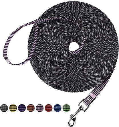 Hi Kiss Dog/Puppy Obedience Recall Training Agility Lead - 15ft 20ft 30ft 50ft 100ft Training Leash - Great for Training, Play, Camping, or Backyard(20ft,BL+PK)