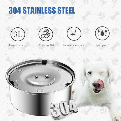 Dog Water Bowl Dispenser, No Spill Water Bowls for Dogs & Slow Feeder Stainless Steel Dog Bowl - Anti-Slip Pet Water Bowl Dispenser for Messy Drinkers