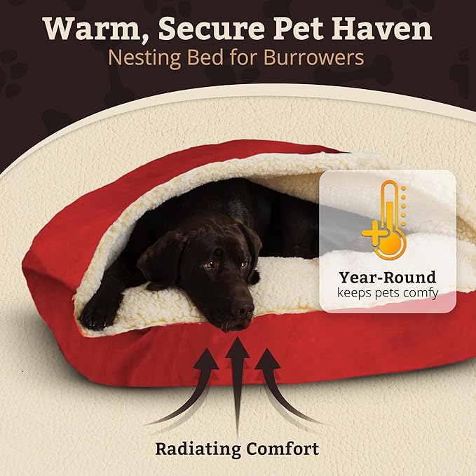 Snoozer Pet Products Rectangle Cozy Cave Dog Bed, Extra Large, Red