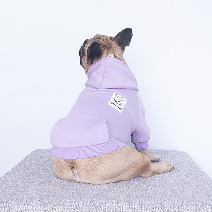 iChoue I am a French Bulldog Clothes Hoodies for Dogs Puppy Frenchie Pug English Boston Terrier Bully Pitbull Sweatshirt Sweater Clothing Cold Weather Winter Coats - Light Purple/Medium