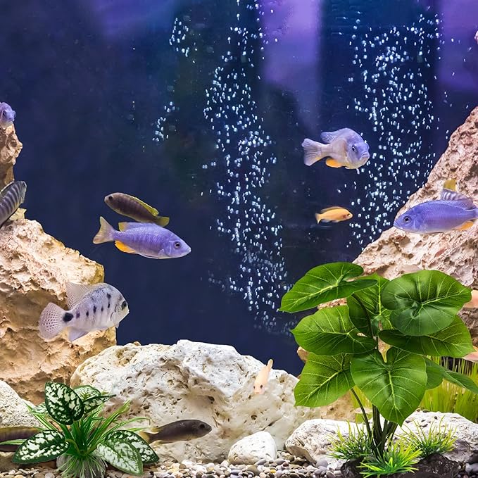 Moonorange Reptile Artificial Plants, Terrarium Plants Decorations Supplies, Aquarium Fish Tank Plant, Amphibian Habitat Hideout Tank Accessories (M Set-2pcs/D)