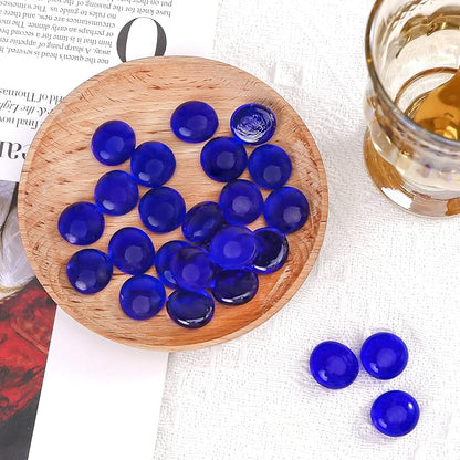 FUTUREPLUSX 1LB Blue Flat Glass Marbles, Premium Dark Blue Aquarium Rocks Fish Tank Gravel Stones Bulk Pebbles Decorative Beads for DIY Crafts Vase Fillers Table Scatter Decor