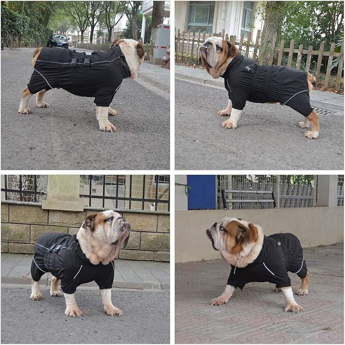 Dogs Waterproof Jacket, Lightweight Waterproof Jacket Reflective Safety Dog Raincoat Windproof Snow-Proof Dog Vest for Small Medium Large Dogs Black 5XL