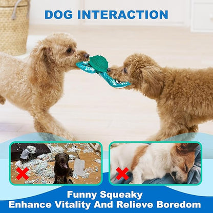 Dog Chew Toys,Puppy Teeth Chew Toys Durable Rubber Material Turtle Shape Dog Toys with 2 Tennis Ball (Green)