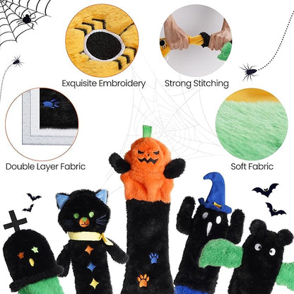 Nocciola 5 PCS Halloween Dog Squeaky Toys, No Stuffing Plush Dog Toys with Crinkle Paper, Perfect Present for Puppy, Small, Medium and Large Dogs