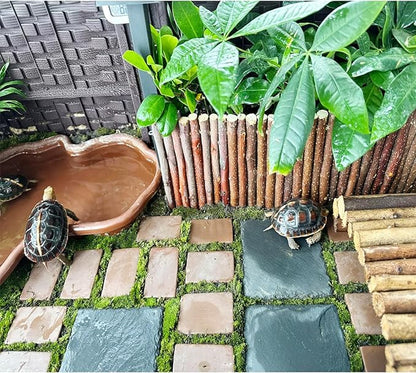 2 Pack Reptile Basking Platform 11.8 × 6" + 4", Reptile Slate, Basking Rock, Slate Tiles Rocks for Reptiles,Terrarium Bowls for Bearded Dragon Tortoise Turtle Ball Python Snake Lizard Gecko