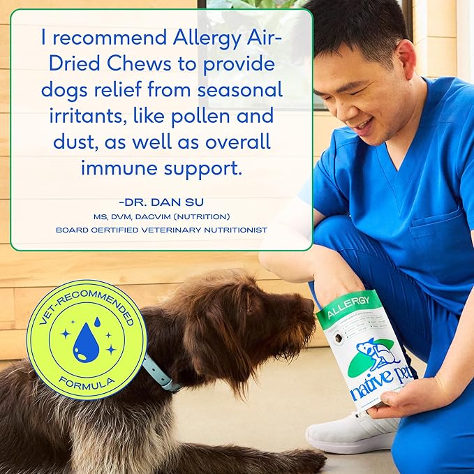 Native Pet Dog Allergy Chews - Dog Allergy Relief with Probiotics and Colostrum for Itchy Skin Relief to Support Seasonal Allergy and Healthy Immune System - All Natural Anti-Histamine - 30 Chews