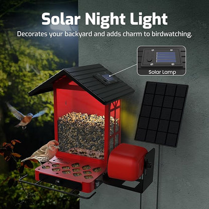 Richbird Smart Bird Feeder Camera with Vivid 2.5K Color Night Vision, Free AI Bird Identifier, Durable Squirrel-Resistant Metal Body, Solar Powered, Outdoor Gift for Birds Lovers and Family