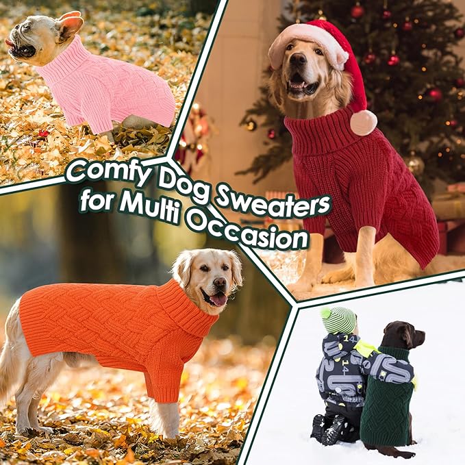 AOFITEE XL Dog Sweater, Dog Sweater Large Size Dogs, Large Dogs Sweaters for Female Male, Turtleneck Thick Warm Knitted Winter Fall Pet Sweatshirt Pullover, Solid Pet Christmas Sweaters (Green, XL)