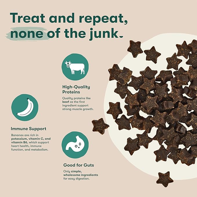 Jinx Beef & Banana Training Treats for Dogs and Puppies, Low-Calorie, All Natural, Slow-Smoked Real Beef, No Fillers 16oz