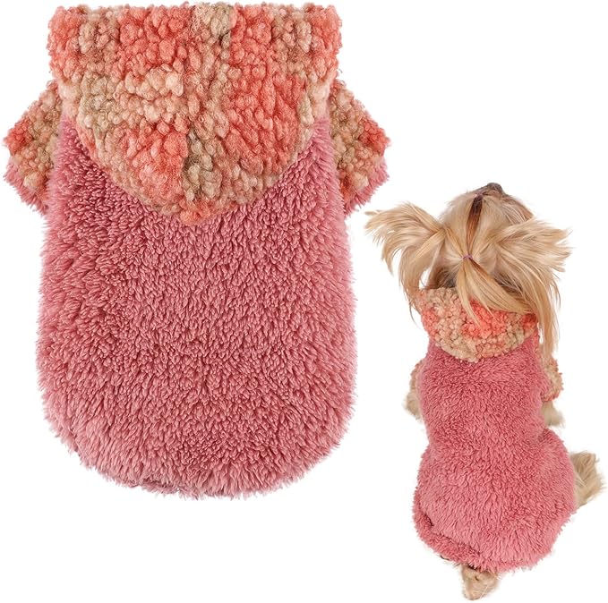 Plaid Dog Hoodie Dog Sweaters for Small Dogs Male Winter Warm Extra Small Puppy Sweater for Chihuahua Teacup Yorkie Soft Fleece Clothes Girl Boy Tiny Outfits Pet Clothing, Red, XXS