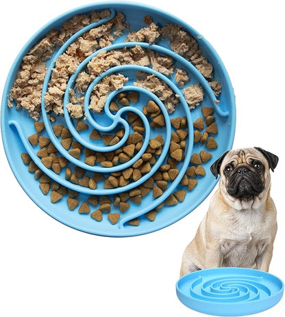 Slow Feeder Dog Bowls, Dishwasher Microwave Safe Silicone Puppy Puzzle Bowl with Non-Slip Design for Eating (Sky Blue)