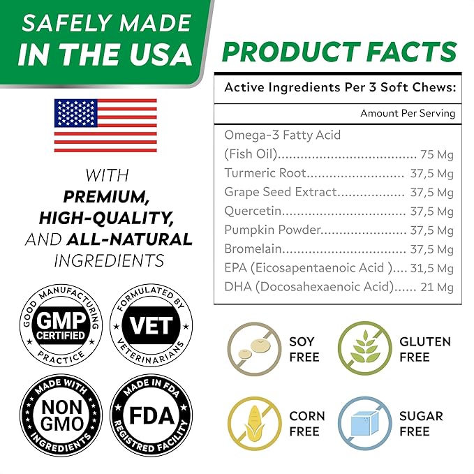 StrellaLab Dog Allergy Relief & Anti Itch Support Chews w/Omega 3: Real Ingredients, Real Taste! Skin & Coat Immune Supplement w/Fish Oil, Pumpkin & Enzymes — Developed by Experts - Made in USA -180Ct