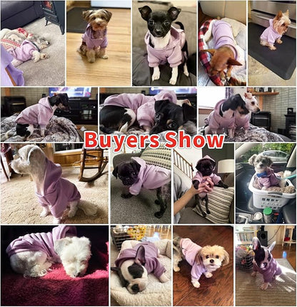 Idepet Pet Dog Hoodies Dog Clothes for Small Dogs Vest Chihuahua Clothes Warm Coat Jacket Autumn Puppy Outfits Cats Dogs Clothing(2XL, Purple)