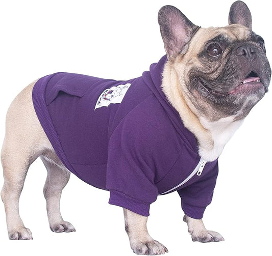 iChoue English Bulldog Clothes Hoodies for Dogs French Frenchie Pug English Boston Terrier Bully Pitbull Corgi Sweatshirt Sweater Clothing - Dark Purple/XXLarge