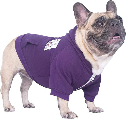 iChoue I am a French Bulldog Clothes Hoodies for Dogs Puppy Frenchie Pug English Boston Terrier Bully Pitbull Sweatshirt Sweater Clothing Cold Weather Winter Coats - Dark Purple/Large